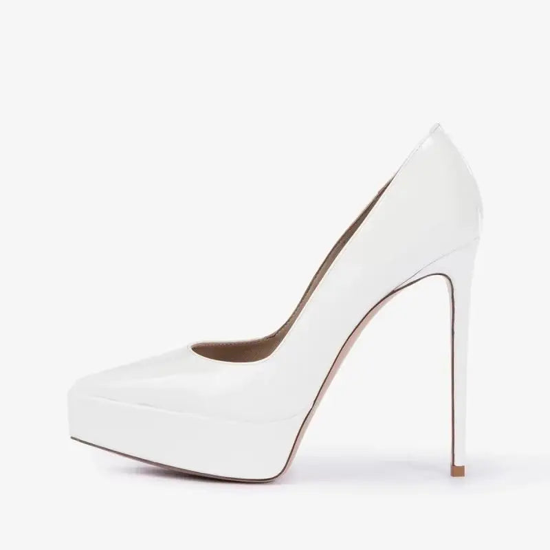 Arden Furtado Nude Patent Leather pumps shoe pointed toe Platform Shallow Super high heel Banquet shoes Single shoe