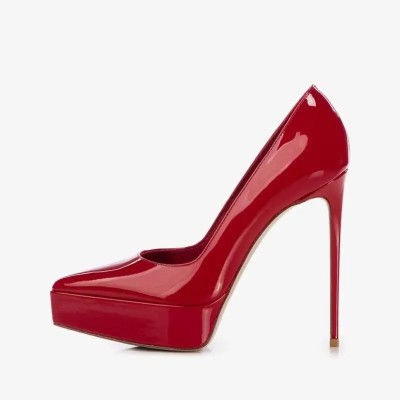 Arden Furtado Nude Patent Leather pumps shoe pointed toe Platform Shallow Super high heel Banquet shoes Single shoe