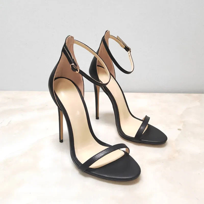 Arden Furtado Metal leather Round toe Belt buckle Sexy Super high heel Open toe Party word-cingulate sandals
