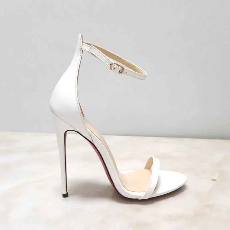 Arden Furtado Metal leather Round toe Belt buckle Sexy Super high heel Open toe Party word-cingulate sandals