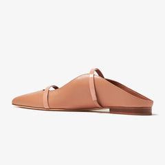 Arden Furtado Apricot One-word bMules Pointed toe Pull-on Flat Closed toe slippers Extra large size
