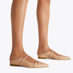Arden Furtado Apricot One-word bMules Pointed toe Pull-on Flat Closed toe slippers Extra large size