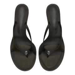 Arden Furtado Black Fine ribbon Pinch toe Slippers Round toe pull-on Super high heel flip-flop Mixed Colors Banquet shoes