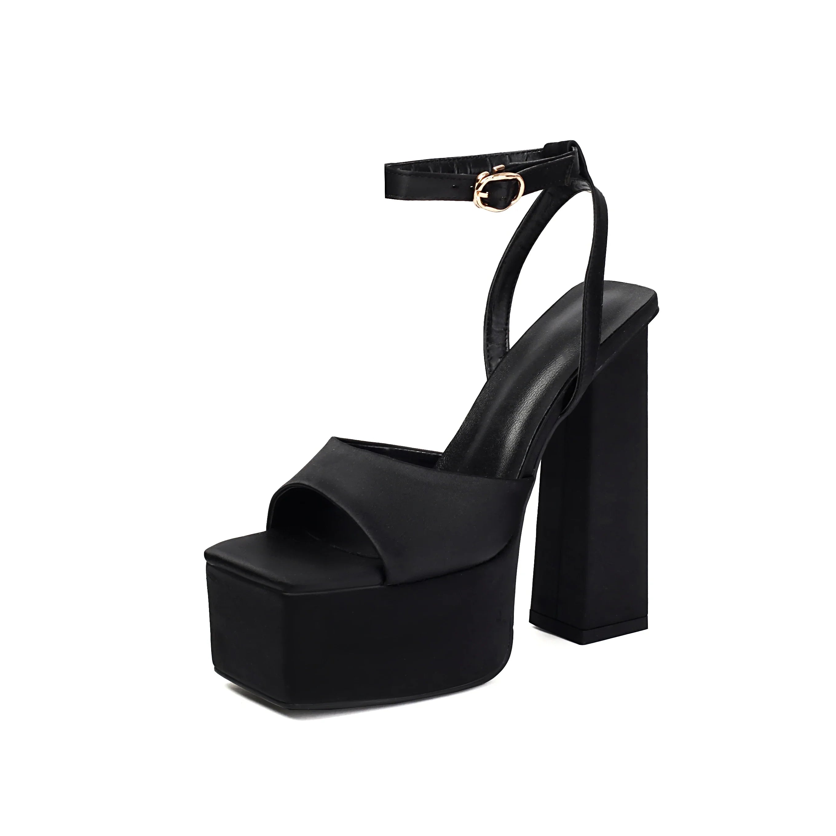 Arden Furtado Blue Satin Peep Toe Shoes Platform Super High Heel Word-Cingulate Sandals Large Size Banquet Shoes