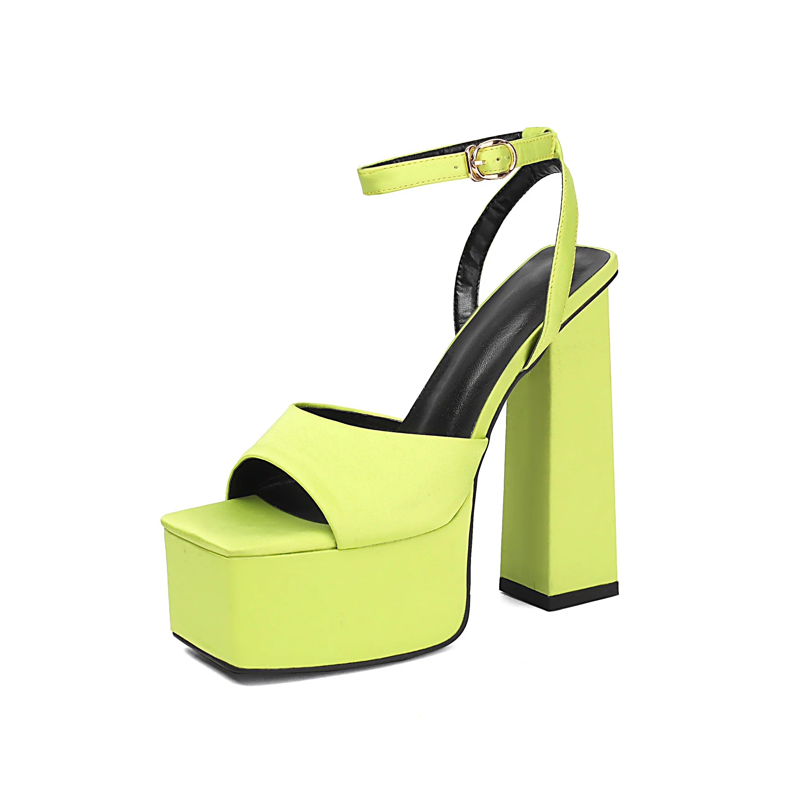 Arden Furtado Blue Satin Peep Toe Shoes Platform Super High Heel Word-Cingulate Sandals Large Size Banquet Shoes