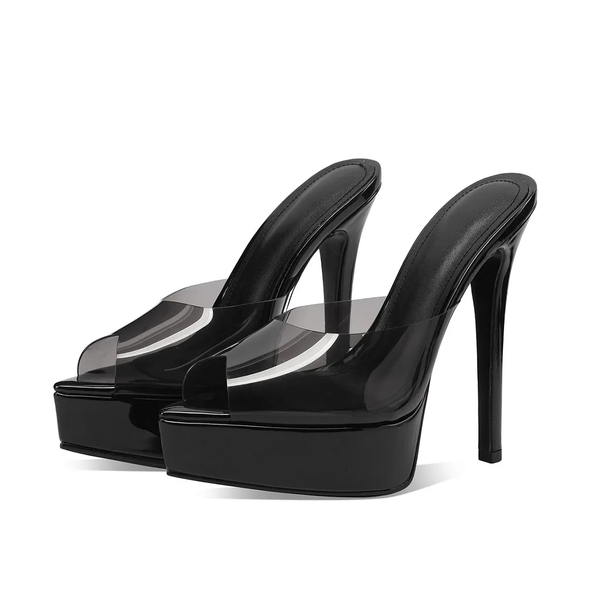 Arden Furtado Colorful sequins Peep toe Slippers Pointed toe Platform Super high heel Word slippers Modern Mules