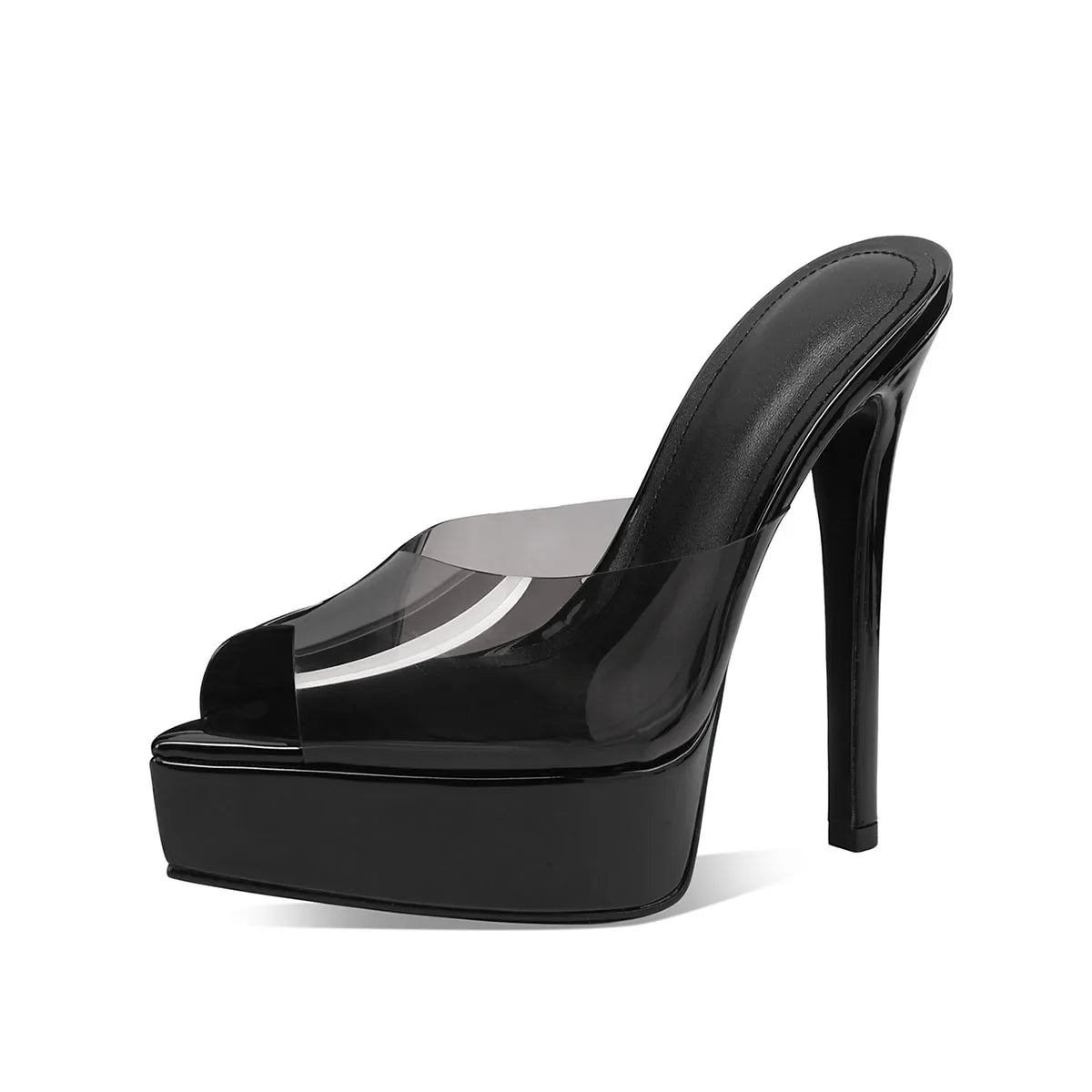 Arden Furtado Colorful sequins Peep toe Slippers Pointed toe Platform Super high heel Word slippers Modern Mules