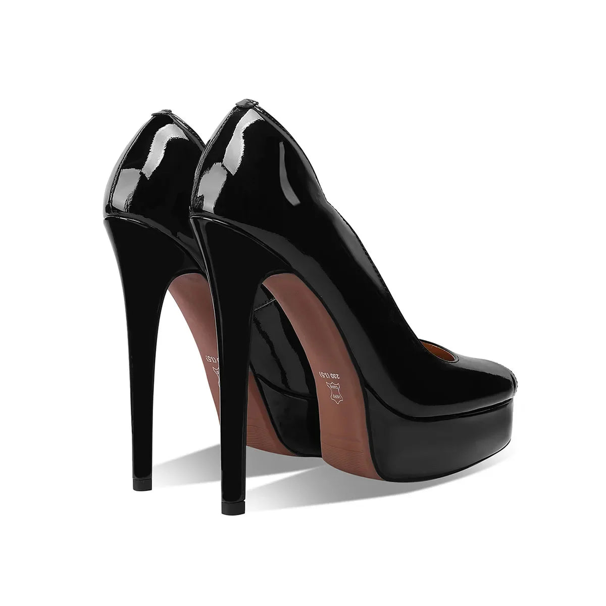 Arden Furtado Cow patent leather peep toe Pumps Round toe Platform Super high heel Single shoe Commuter shoes