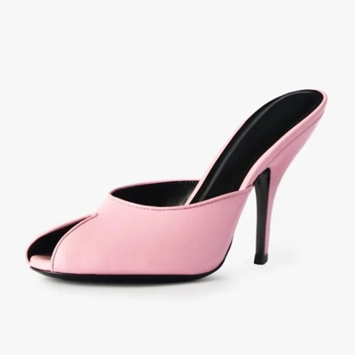 Arden Furtado Gold Peep toe Slippers Round toe pull-on Stilettos heels Sexy Word slippers Banquet shoes Extra large size