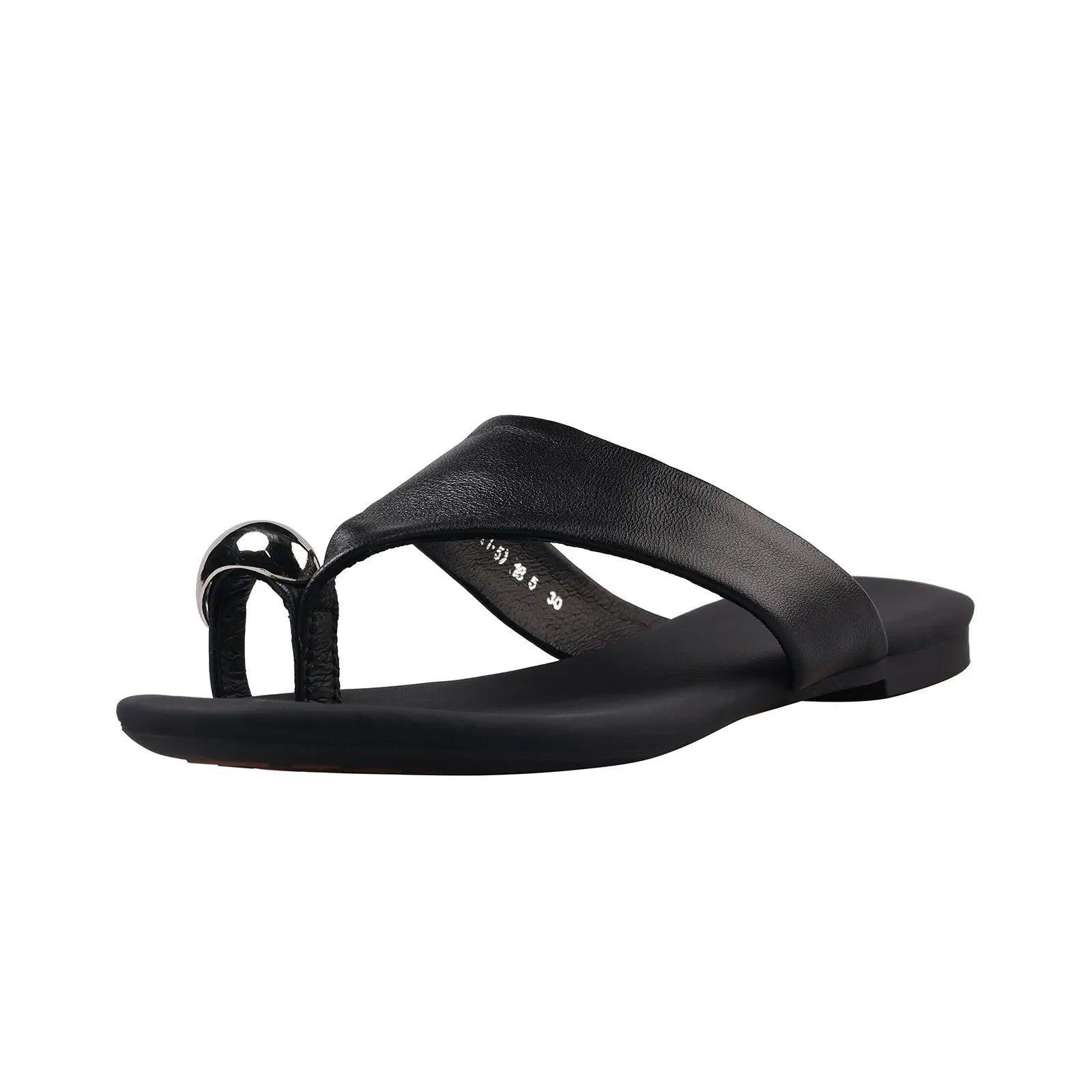 Arden Furtado style Pinch toe sheepskin Flip-flops Round toe Flats shoes large size beach Slippers