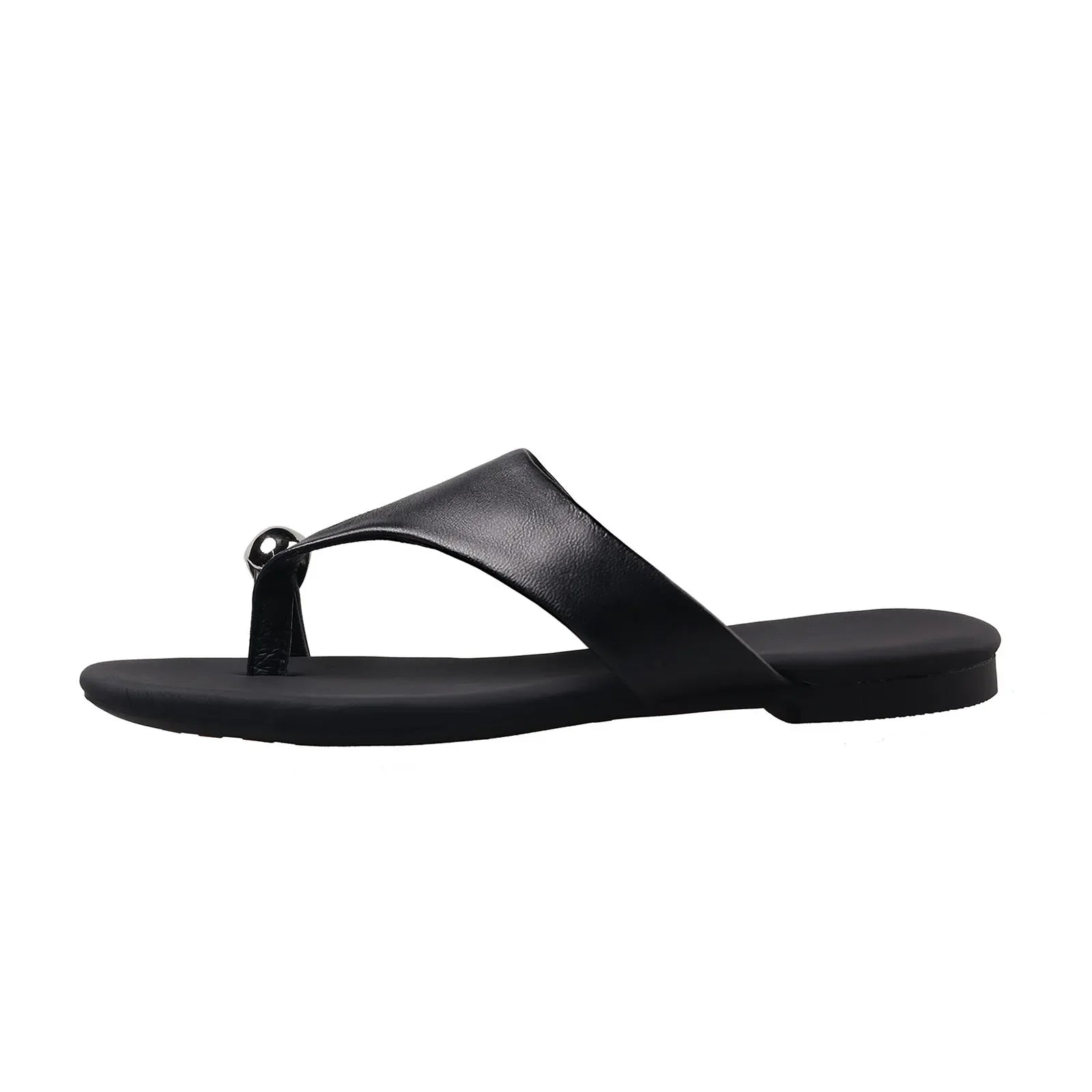 Arden Furtado style Pinch toe sheepskin Flip-flops Round toe Flats shoes large size beach Slippers