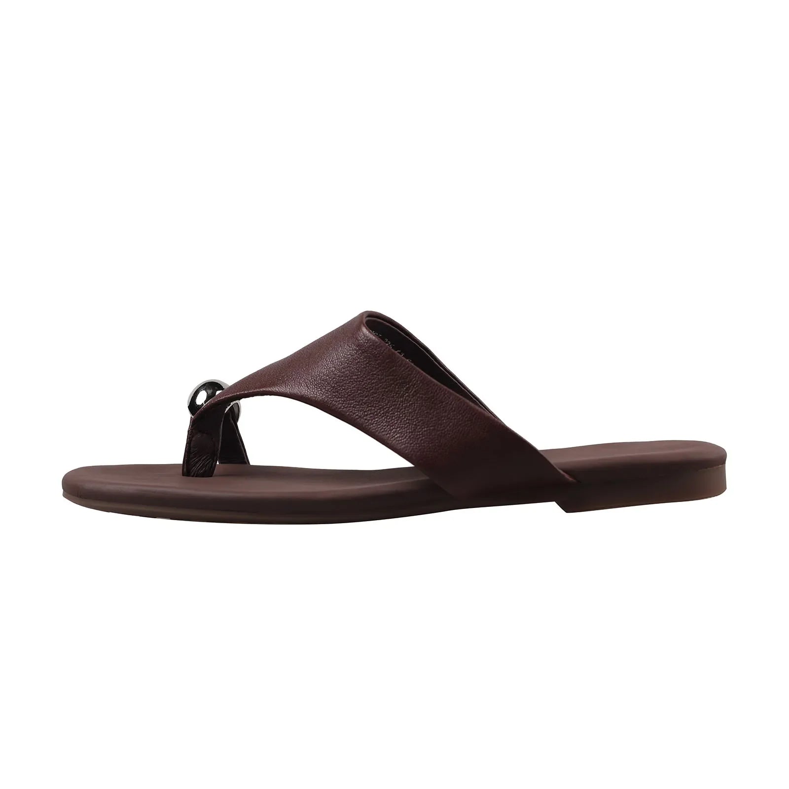 Arden Furtado style Pinch toe sheepskin Flip-flops Round toe Flats shoes large size beach Slippers