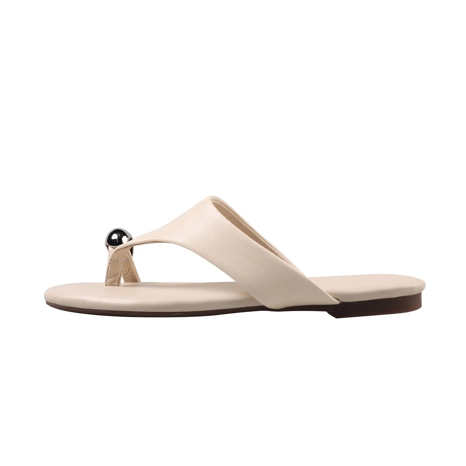 Arden Furtado style Pinch toe sheepskin Flip-flops Round toe Flats shoes large size beach Slippers