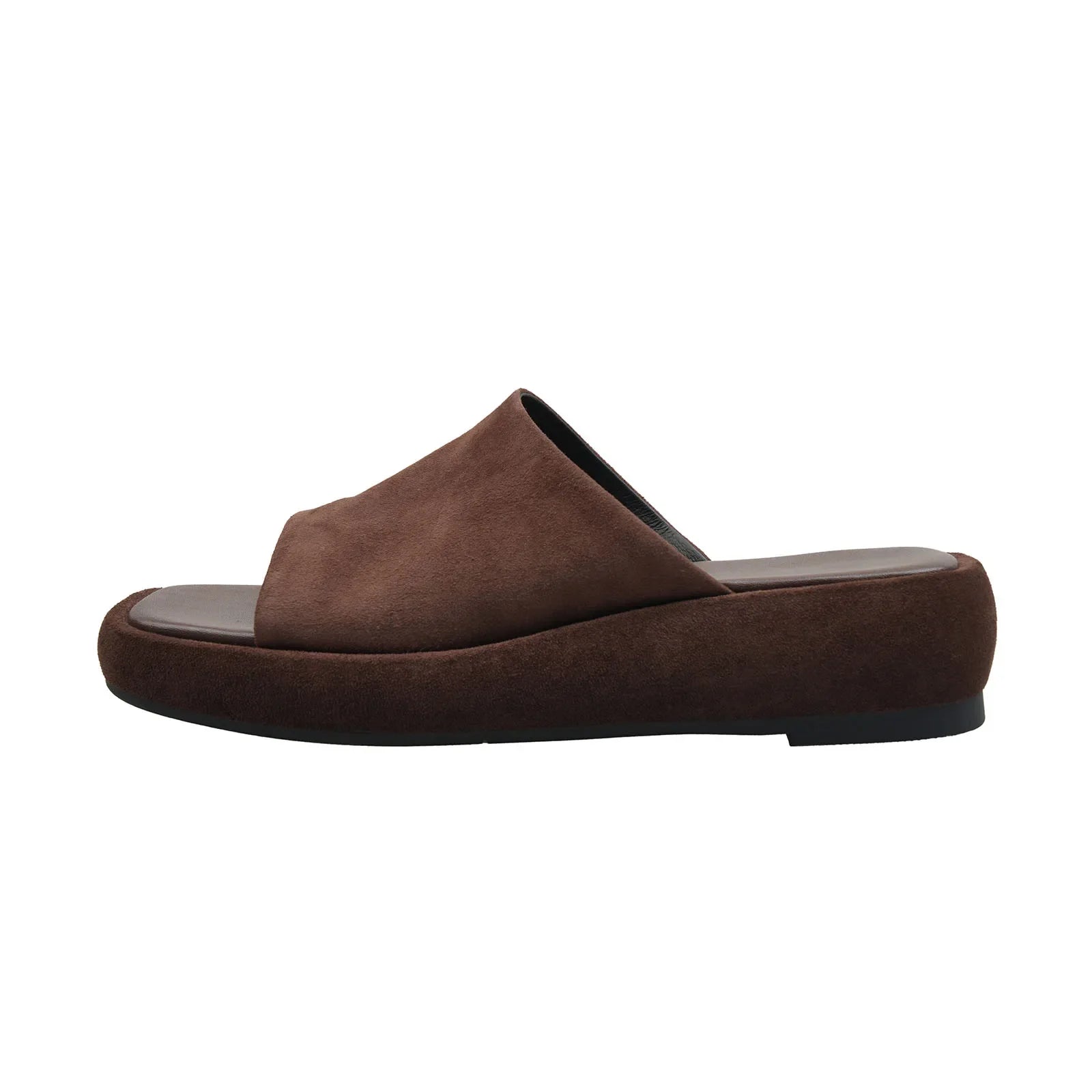 Arden Furtado  style Sheep suede platform Word slippers Square toe Flats shoes Middle hee beach Cool slippers