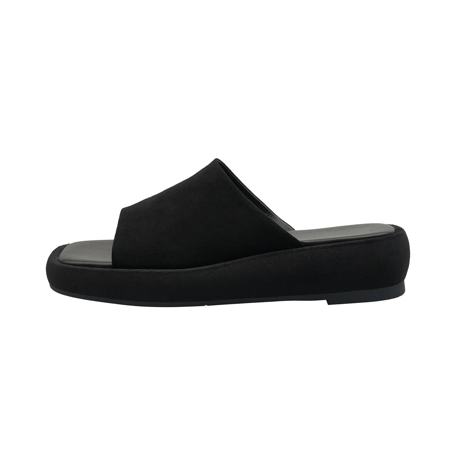 Arden Furtado  style Sheep suede platform Word slippers Square toe Flats shoes Middle hee beach Cool slippers