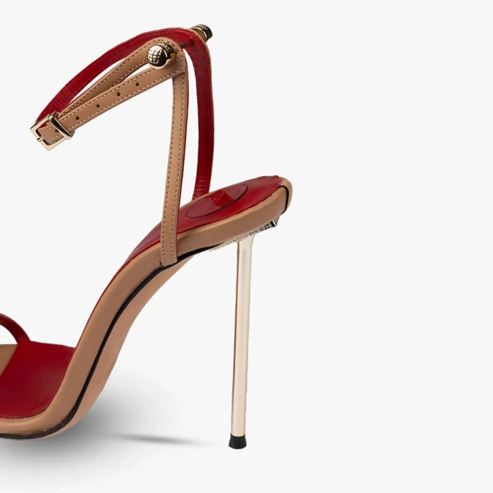 Arden Furtado Metal Stiletto Belt buckle word-cingulate Pointed toe Metal buckle Super high heel Open toe sandals