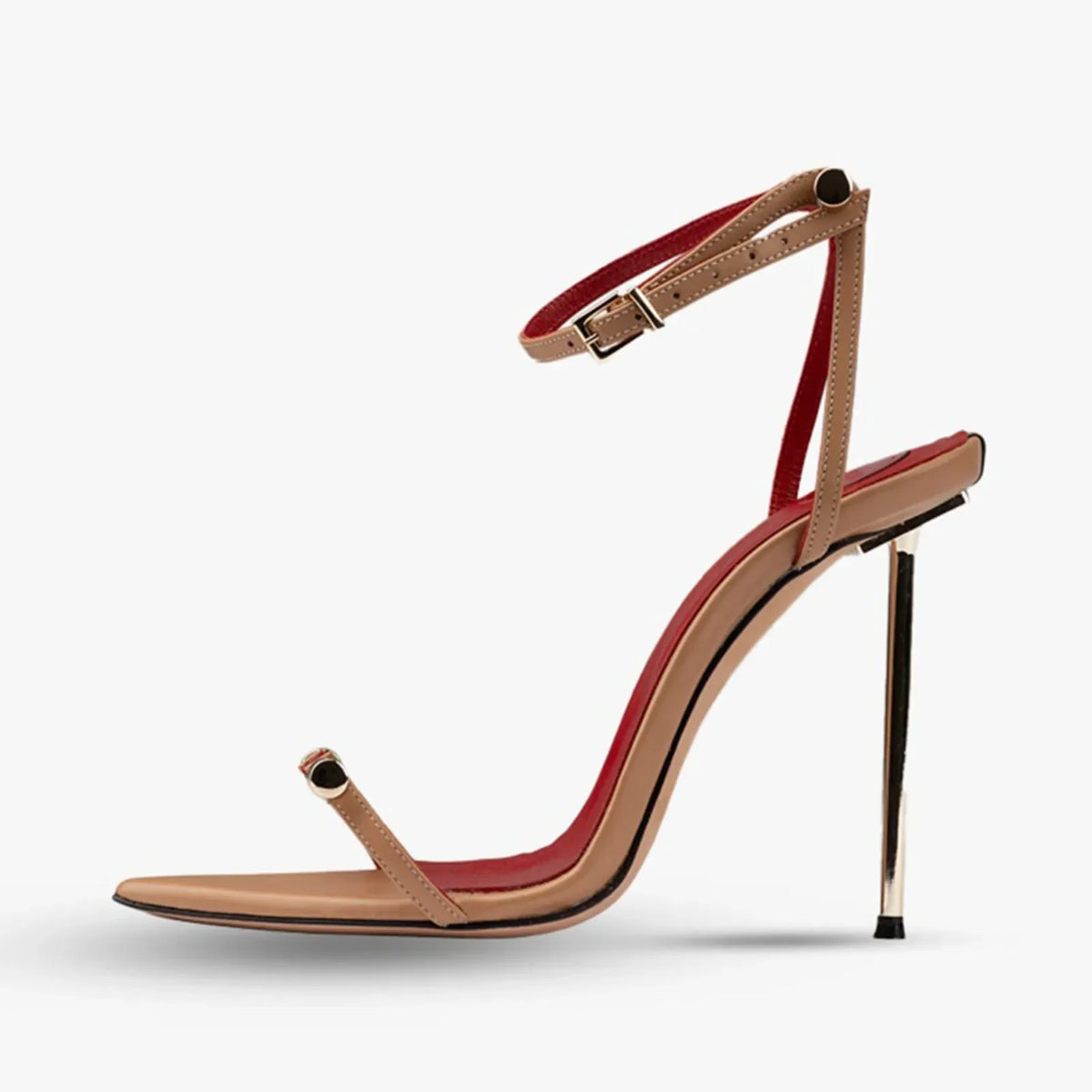 Arden Furtado Metal Stiletto Belt buckle word-cingulate Pointed toe Metal buckle Super high heel Open toe sandals