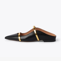 Arden Furtado Metal leather One-word bMules Pointed toe Shallow Pull-on Mixed Colors Flats slippers