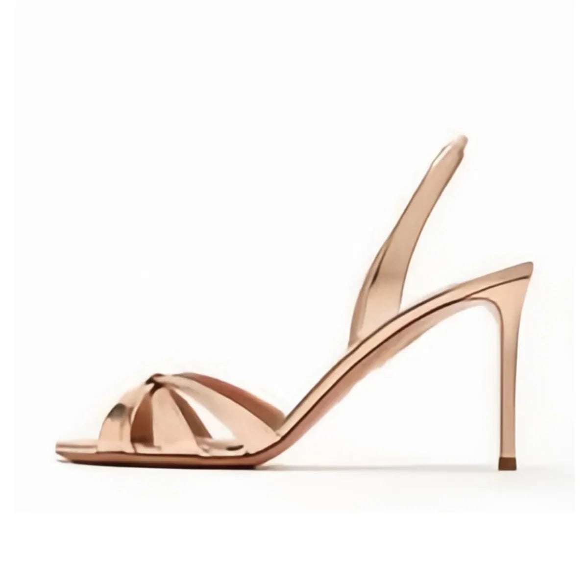 Arden Furtado Metal leather bowknot Banquet Shoes Round Toe Back Strap Sexy Super high heel Open toe Sandals Large size