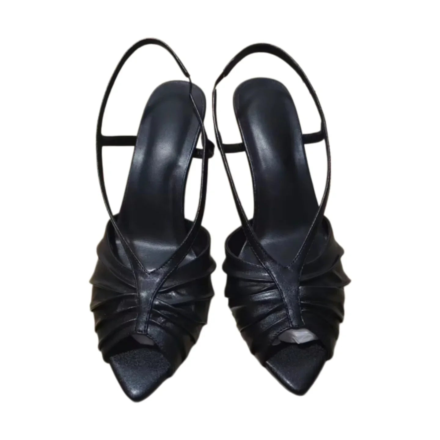 Arden Furtado Metal leather peep toe Banquet shoes Pointed toe Back Strap Sexy Super high heel  Sandals Modern Sandals