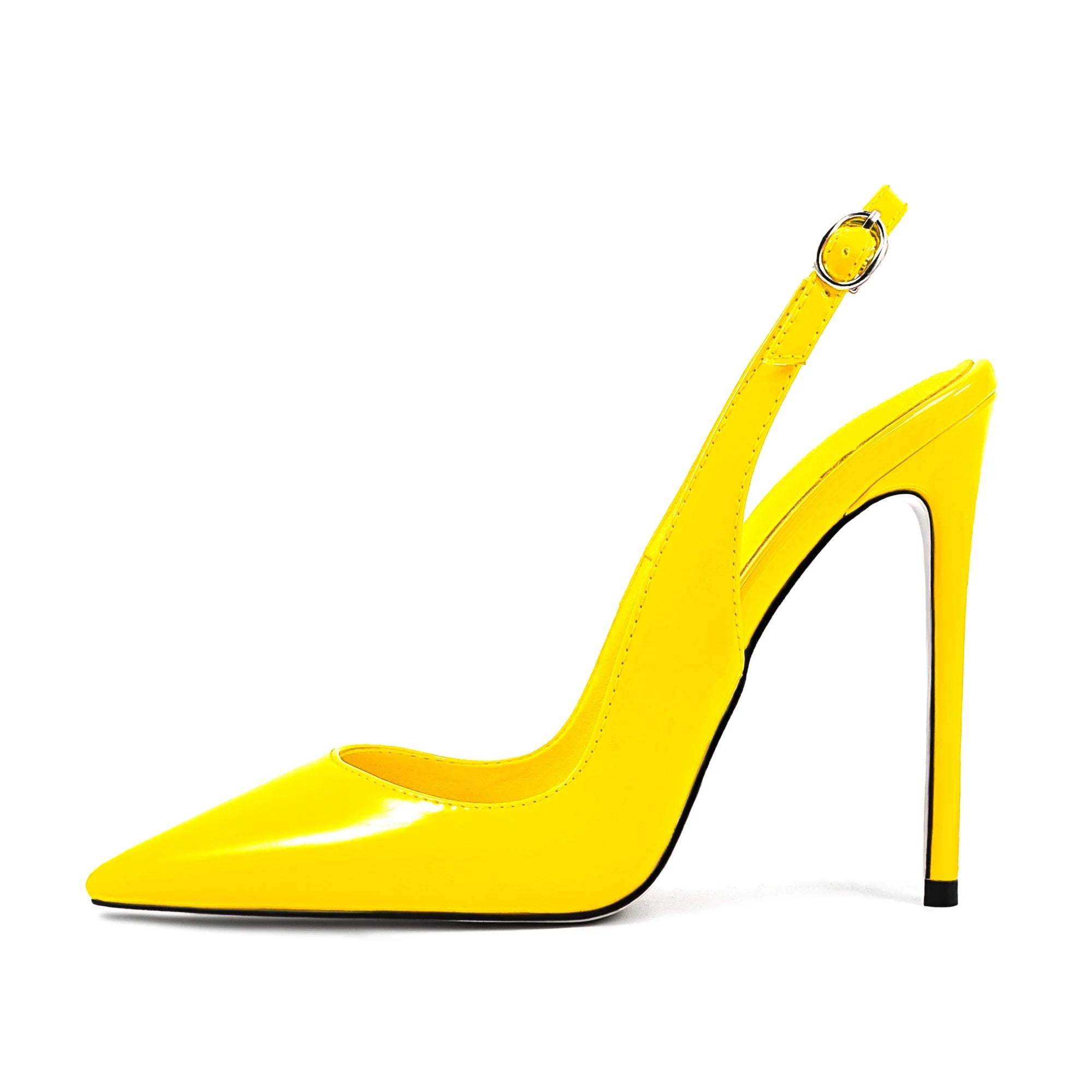 Arden Furtado Patent Leather Pointed-toe Super high heel Rear trip belt Closed toe sandals Buckle strap Modern Sandals