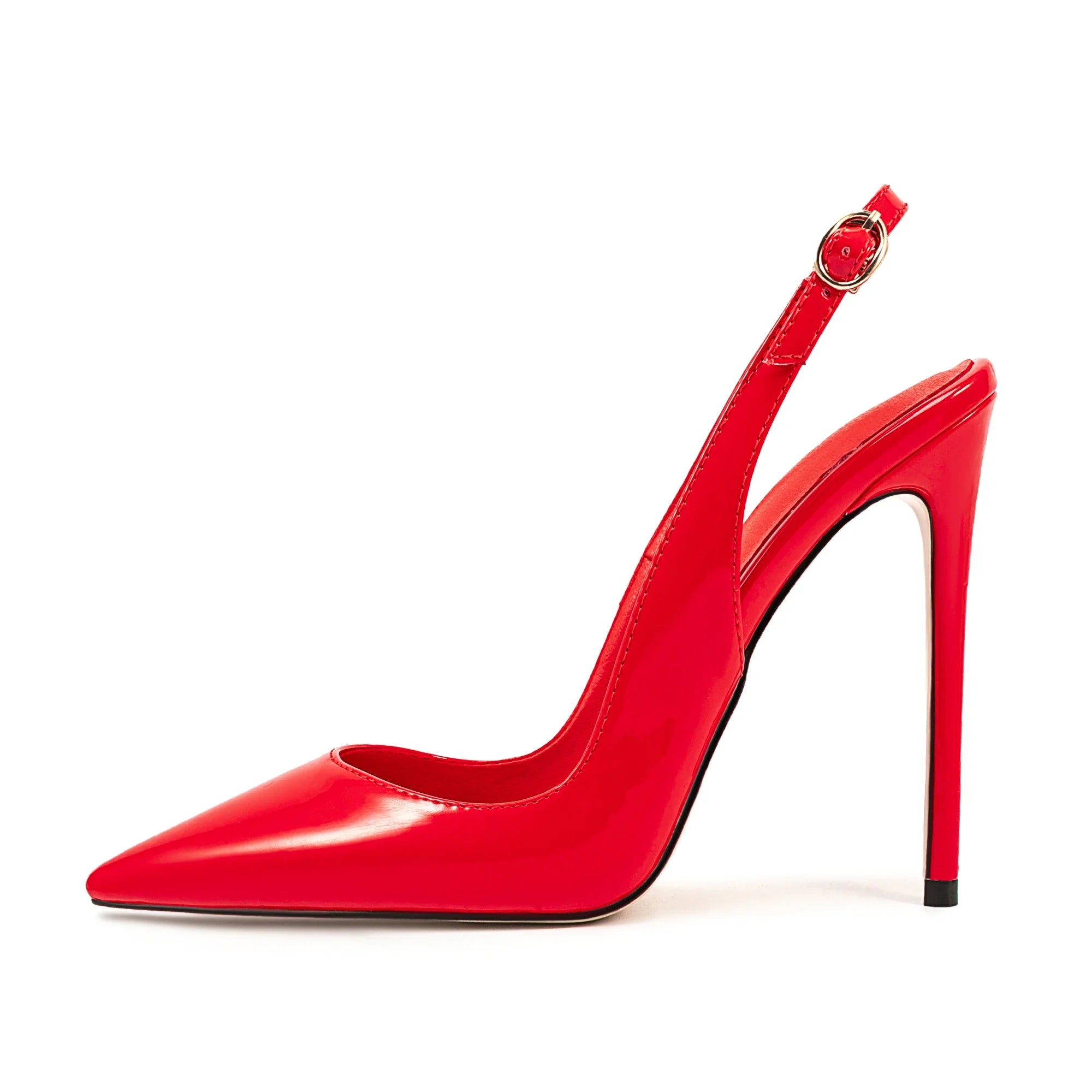 Arden Furtado Patent Leather Pointed-toe Super high heel Rear trip belt Closed toe sandals Buckle strap Modern Sandals