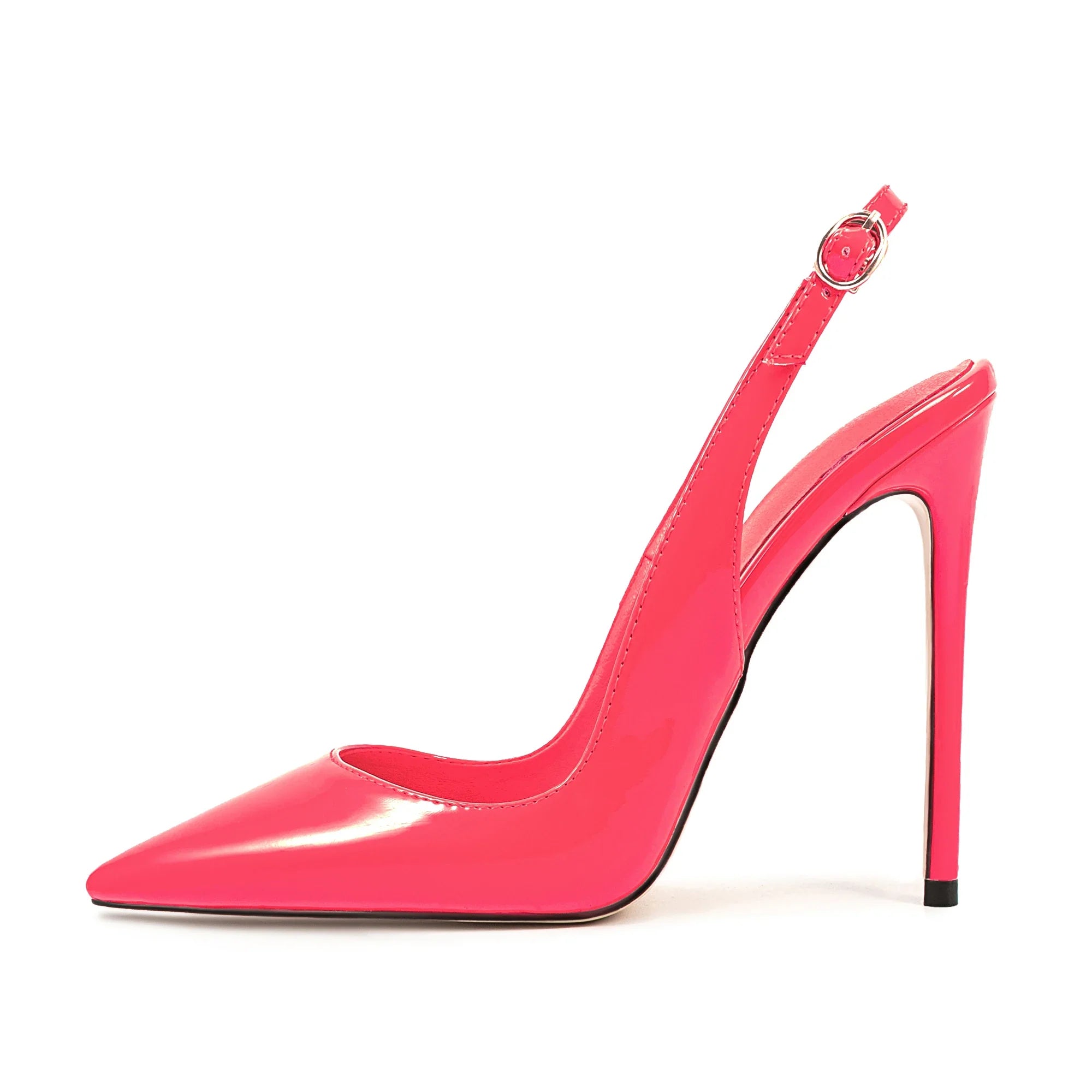 Arden Furtado Patent Leather Pointed-toe Super high heel Rear trip belt Closed toe sandals Buckle strap Modern Sandals