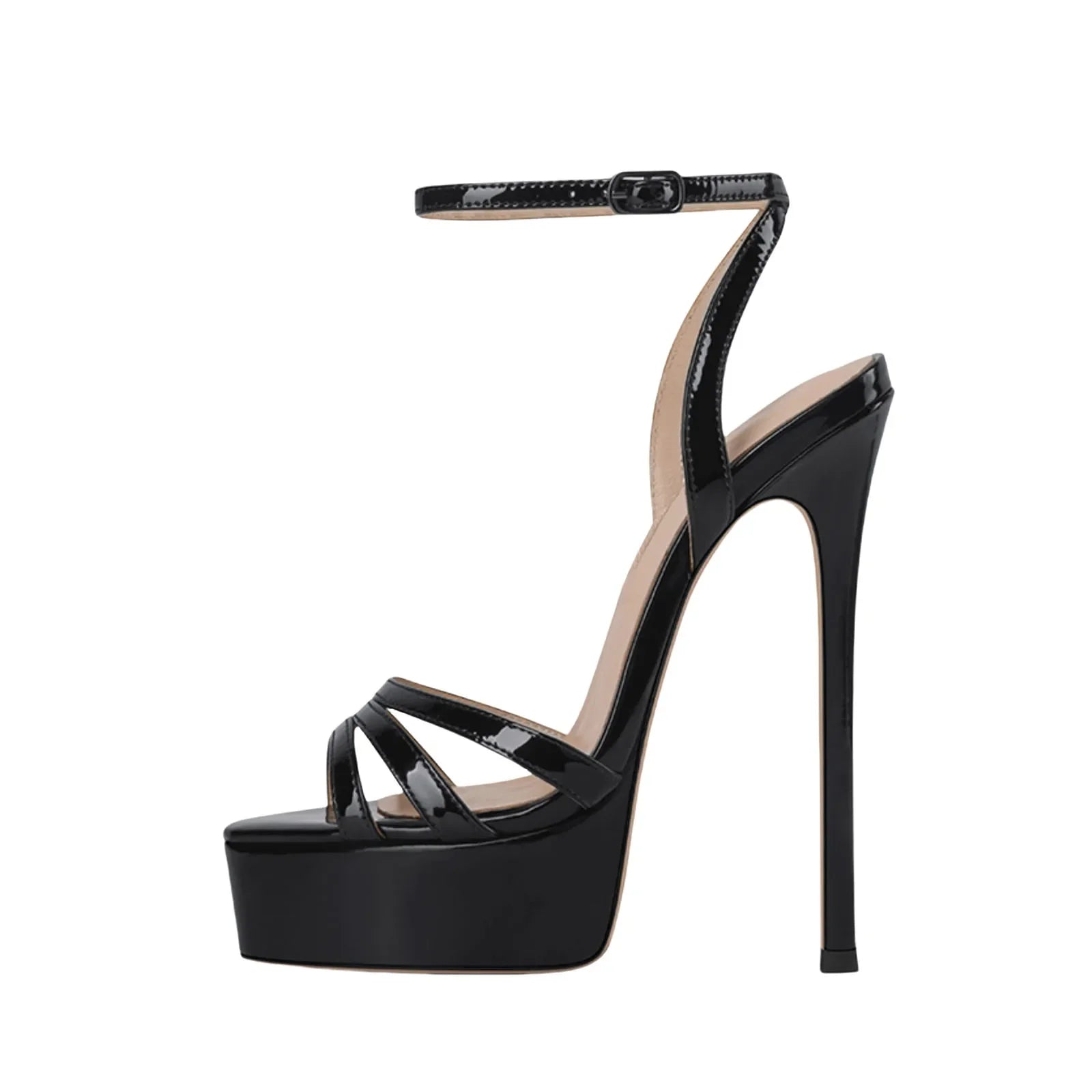 Arden Furtado Patent Leather Round toe Platform Super high heel Buckle strap word-cingulate Sandals White wedding shoes
