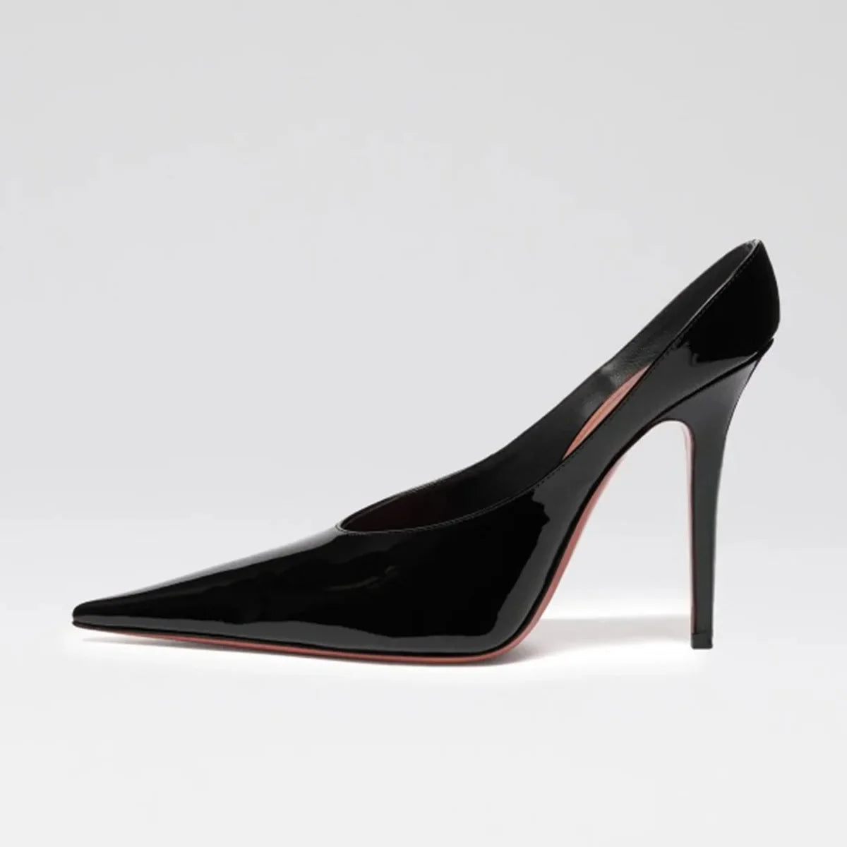Arden Furtado Patent Leather Stiletto heel closed-toe Slippers Pointed toe pull-on Super high heel Mules Banquet shoes
