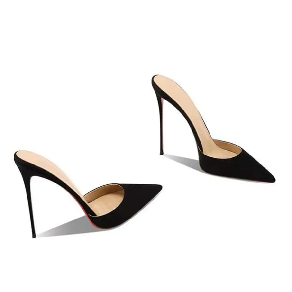 Arden Furtado Patent Leather Stilettos heels Shallow Mules Pointed toe Pull-on Super high heel Dinner shoes