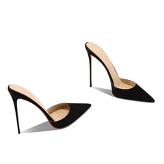 Arden Furtado Patent Leather Stilettos heels Shallow Mules Pointed toe Pull-on Super high heel Dinner shoes