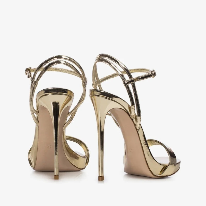 Arden Furtado Round toe Platform Super high heel One word buckle Sandals Patent Leather Open toe banquet shoes