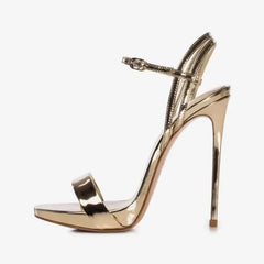 Arden Furtado Round toe Platform Super high heel One word buckle Sandals Patent Leather Open toe banquet shoes
