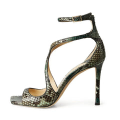 Arden Furtado Silk Peep Toe Square Toe Cross Strap Belt Buckle Word-Cingulate Dinner Open Toe Sandals Large Size