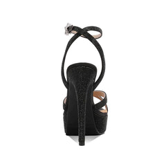 Arden Furtado Silk Platform Crystal Belt Buckle Banquet shoes round toe Super high heel Sexy word-cingulate Sandals