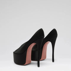 Arden Furtado Silver Bright leather Peep toe Slippers Round toe Platform Super high heel Word slippers Modern Mules