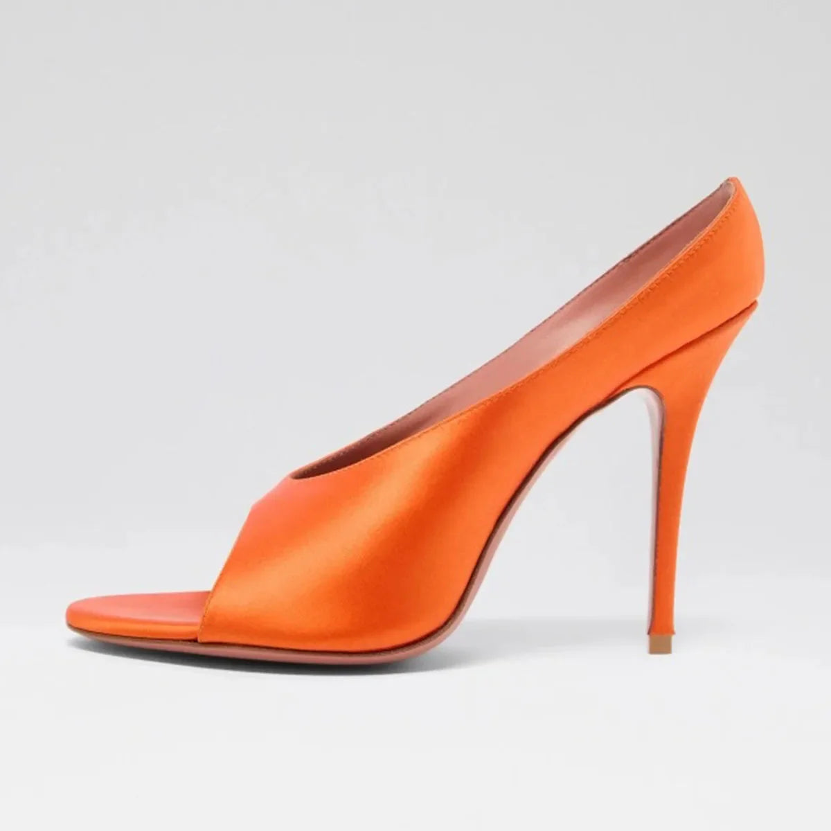 Arden Furtado Silver Bright leather Peep toe Slippers Round toe pull-on Super high heel Sexy Word slippers Banquet shoes