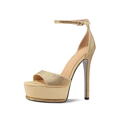 Arden Furtado Silver Waterproof Super high heel Crystal Rhinestone Open toe Gold Stilettos Sandals Cover Heels