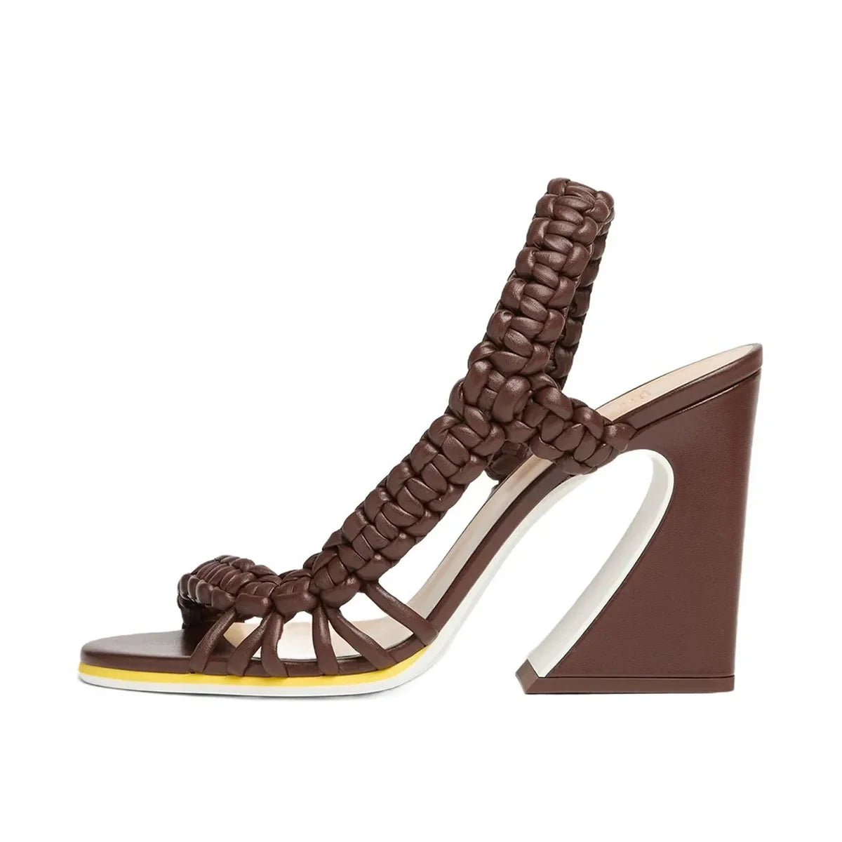 Arden Furtado Strange Style weave Open toe sandals Round toe Super high heel Hollow Back Strap beach sandals large size