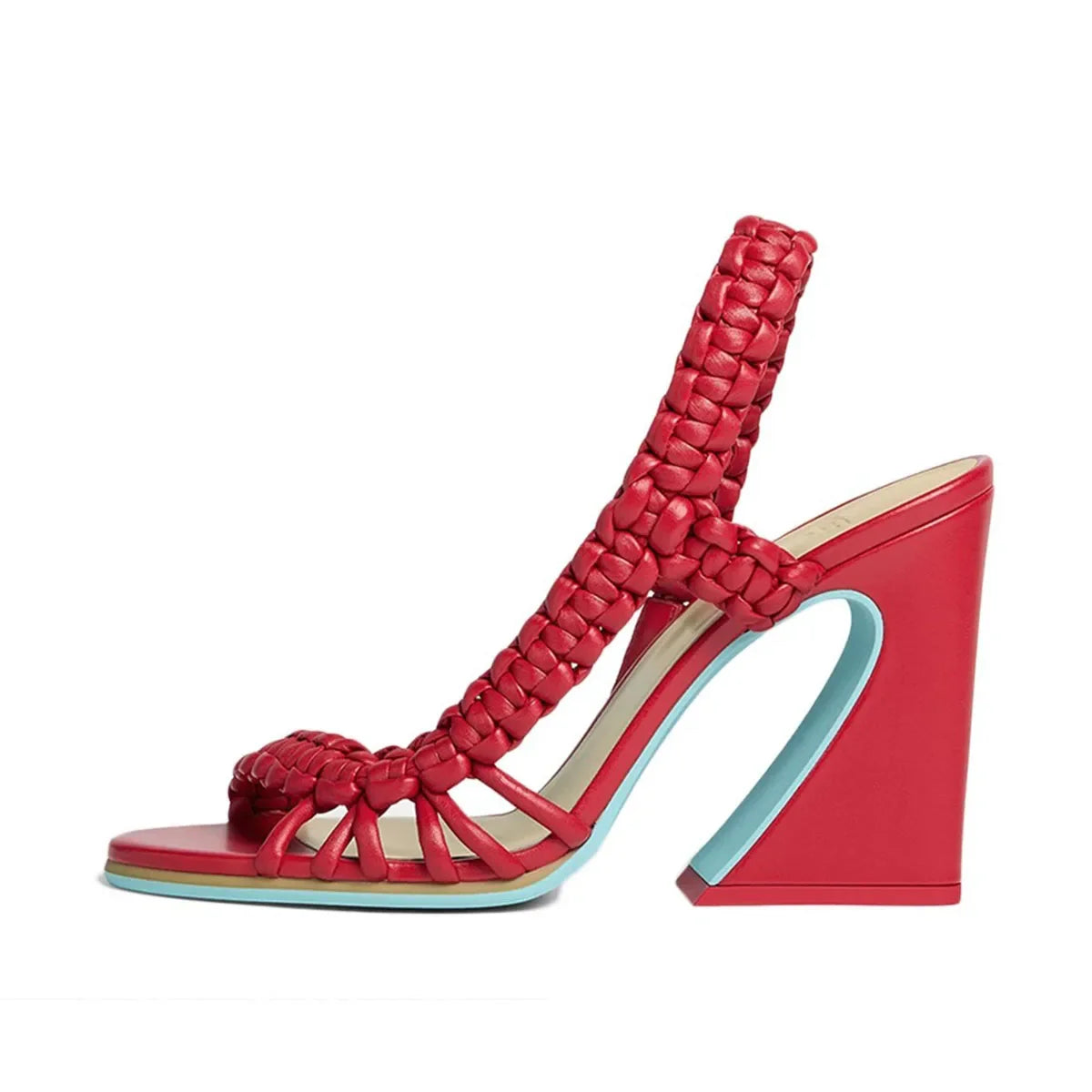 Arden Furtado Strange Style weave Open toe sandals Round toe Super high heel Hollow Back Strap beach sandals large size