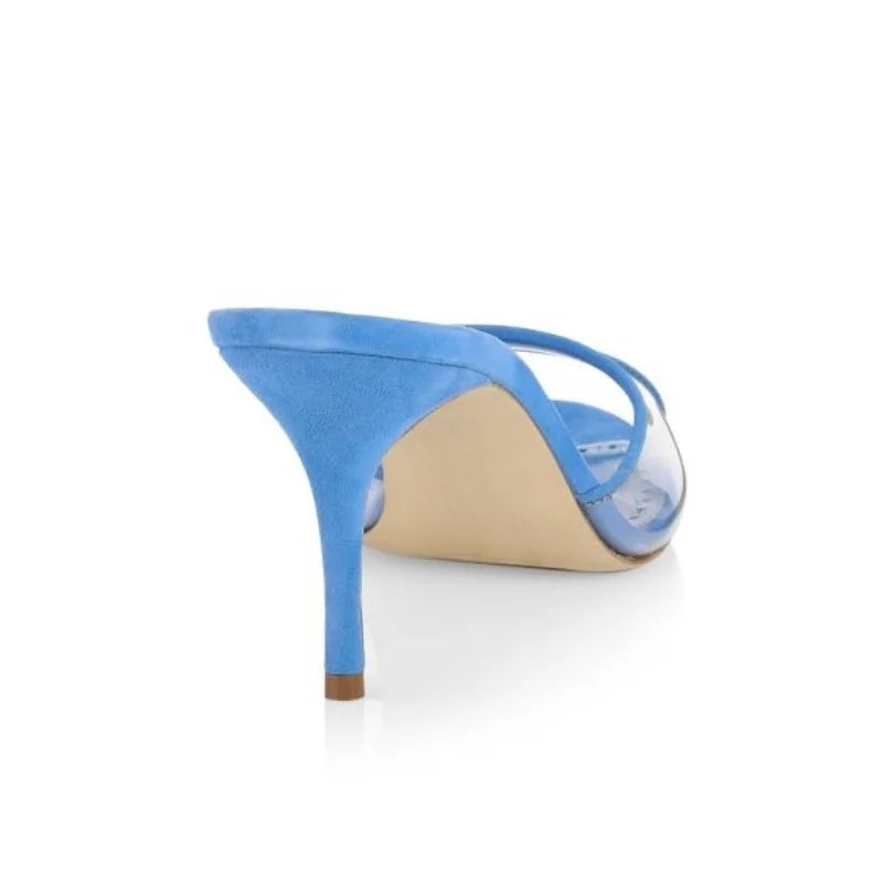 Arden Furtado Transparent PVC Peep toe slippers Round toe Mixed Colors Slip-on Super high heel Word slippers