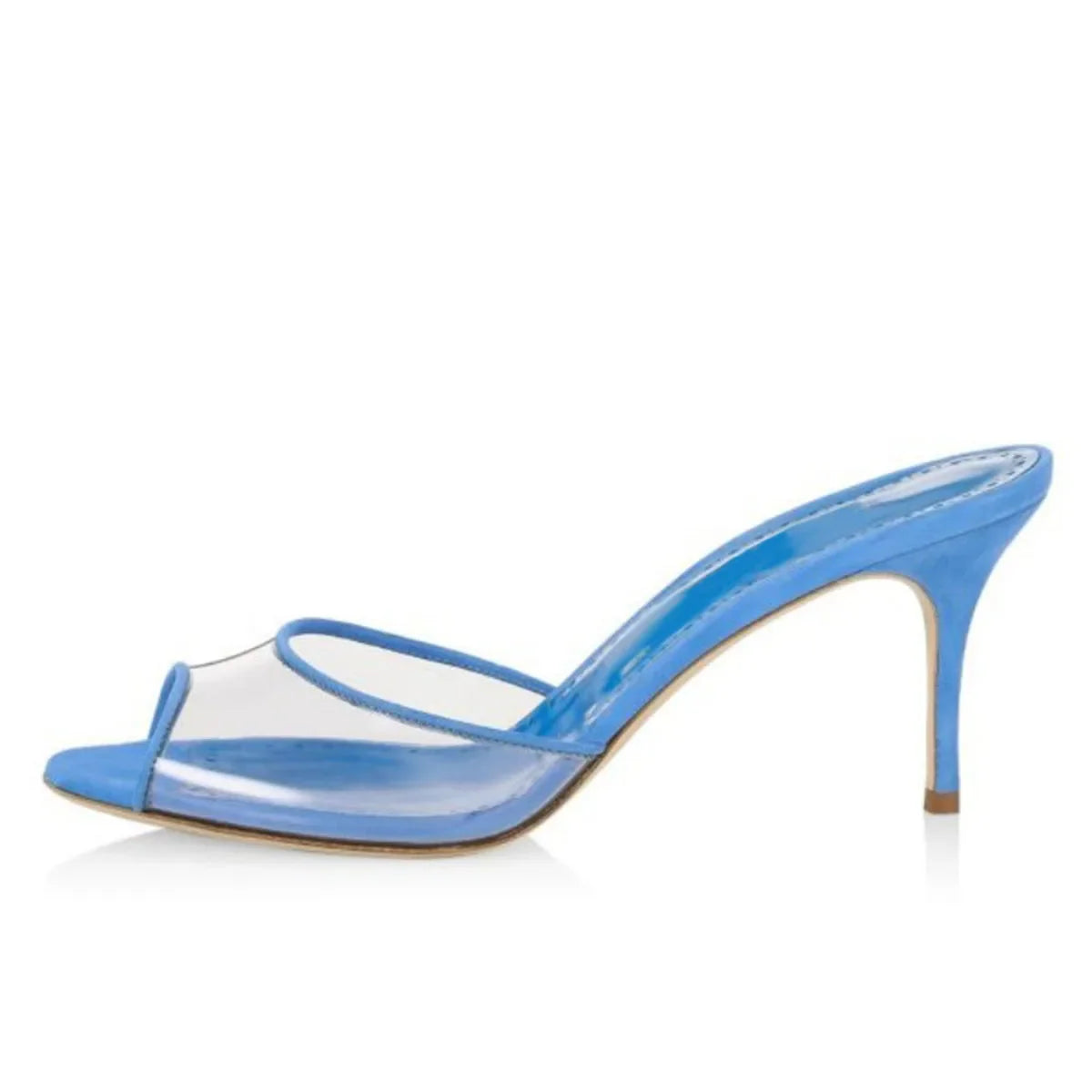 Arden Furtado Transparent PVC Peep toe slippers Round toe Mixed Colors Slip-on Super high heel Word slippers
