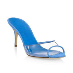 Arden Furtado Transparent PVC Peep toe slippers Round toe Mixed Colors Slip-on Super high heel Word slippers