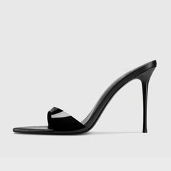 Arden Furtado Transparent PVC Thin heels Peep toe Mules pointed Slip-on Super high heel Word slippers white Wedding shoes