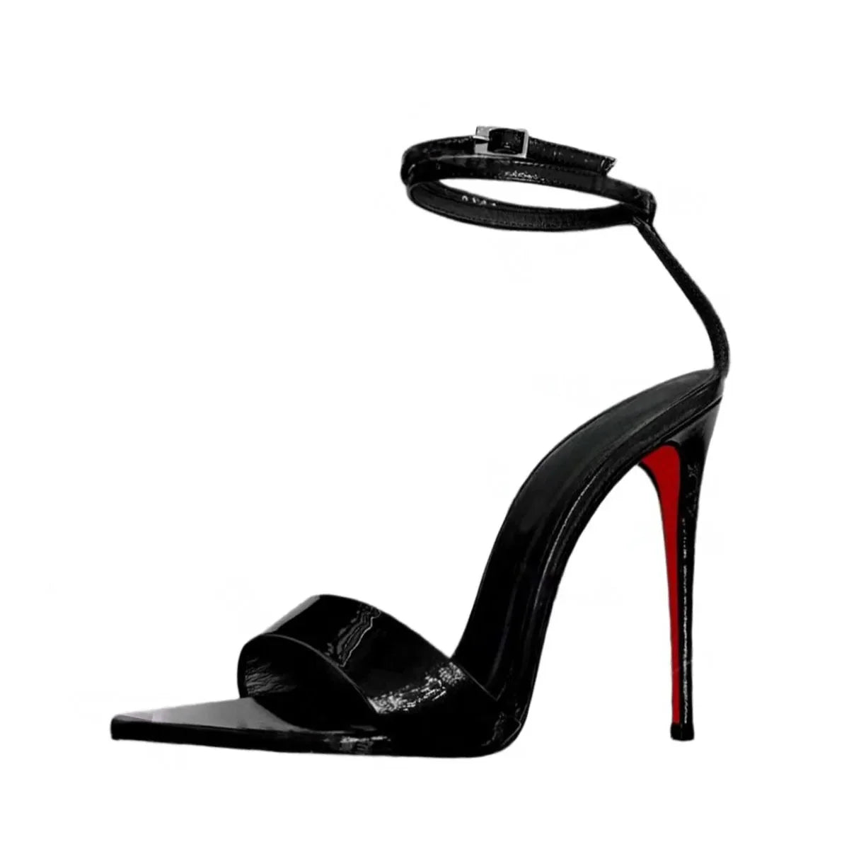 Arden Furtado White Wedding Shoes Pointed Toe Belt Buckle Super High Heel Ankle Strap Sandals Large Size Modern Sandals