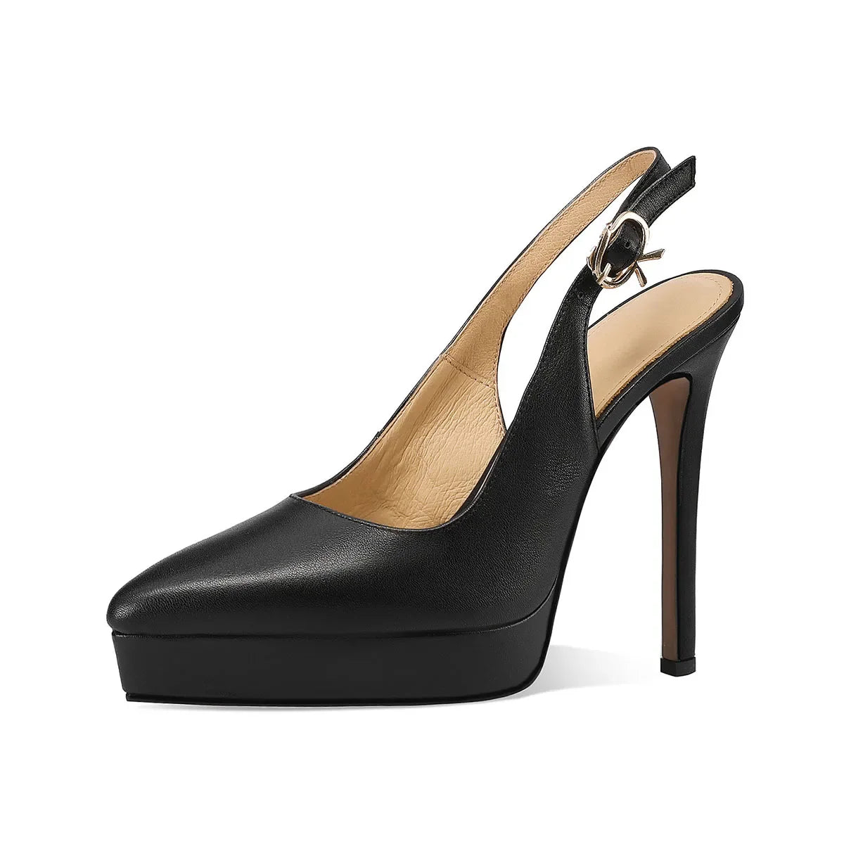 Arden Furtado White cowhide Platform Sandals Wedding shoes Pointed toe Super high heel One word buckle Sandals