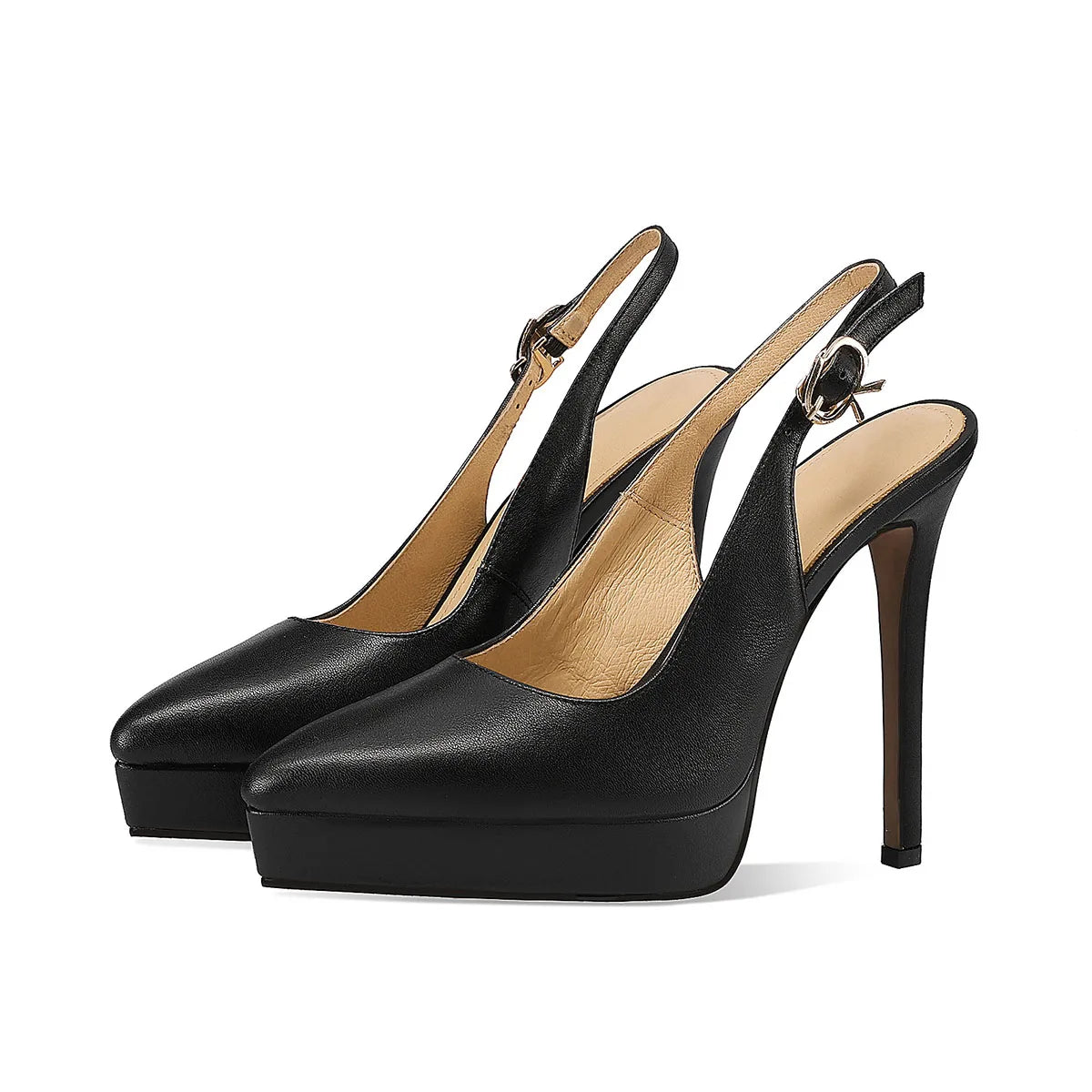 Arden Furtado White cowhide Platform Sandals Wedding shoes Pointed toe Super high heel One word buckle Sandals