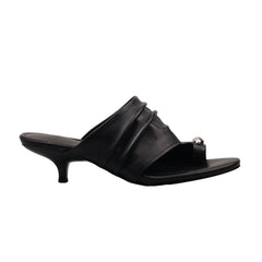 Arden Furtado sheepskin Kitten heel Pinch toe Word slippers Round toe Open toe Pull-on Stiletto heels Mules