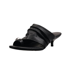 Arden Furtado sheepskin Kitten heel Pinch toe Word slippers Round toe Open toe Pull-on Stiletto heels Mules