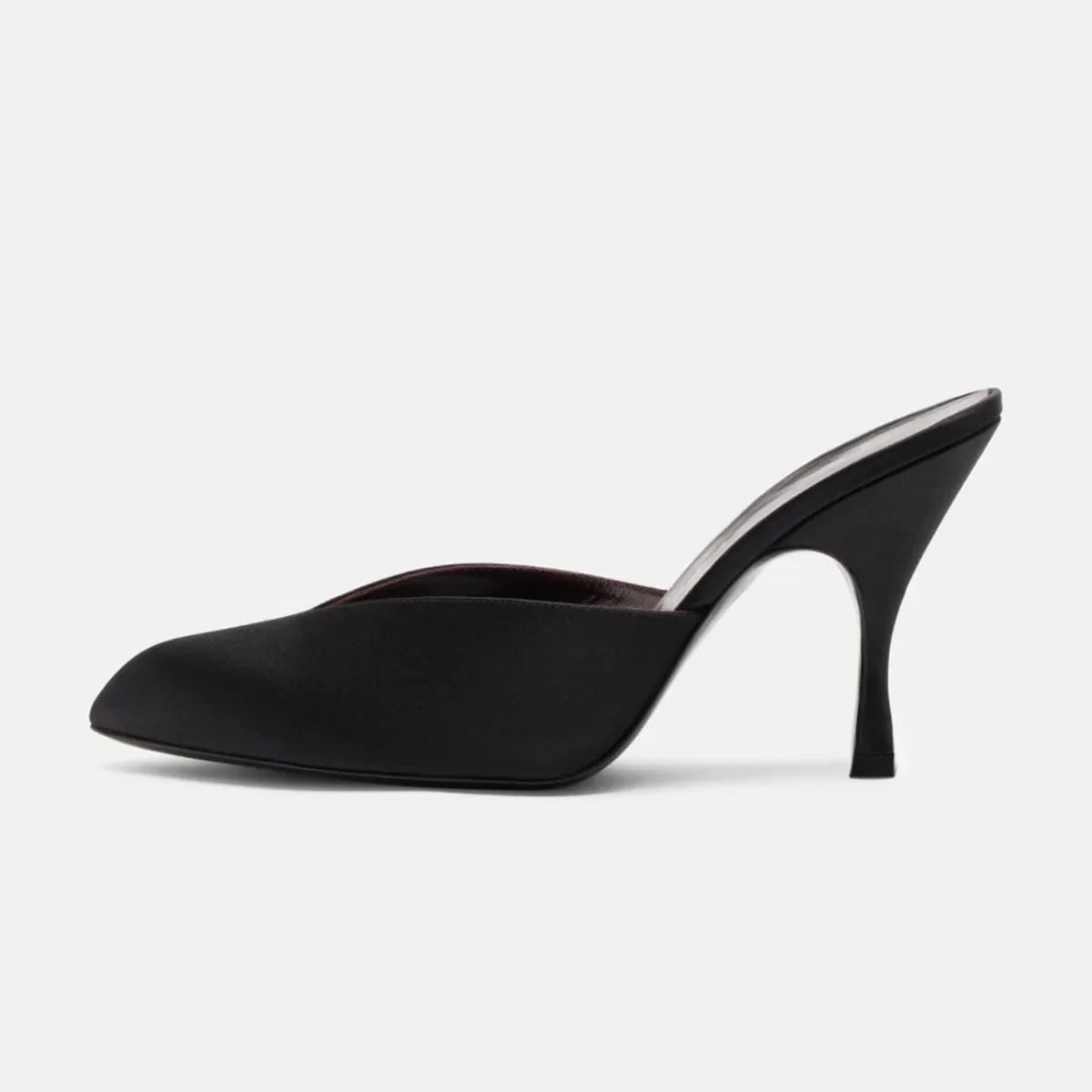 Arden Furtado Yellow Satin Stilettos heels Mules Round toe Pull-on High-heeled Dinner shoes Closed toe Slippers